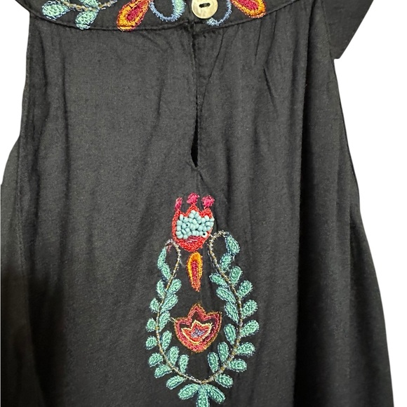 Lula Soul Navy Embroidered Boho Dress with Multicolor Floral Stitching - Picture 7 of 11